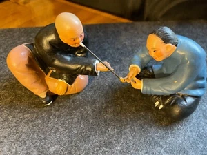 Tonfiguren Zhang Sitzende Chinesen mit Pfeife handbemalt Edle Schachtel Suguzhai - Bild 1 von 18