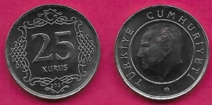 TURKET 25 KURUS 2021 UNC A KUFIC CALLIGRAPHIC AND THE VALUE ALONG WITH THE DATE, - Bild 1 von 1