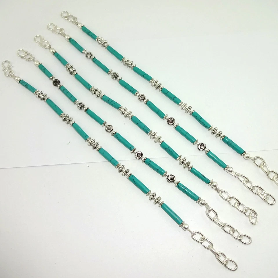 NATÜRLICHES TIBETISCHES GRÜN TÜRKIS EDELSTEIN ARMBAND 37 GRAMM 4 MM PERLEN - Bild 1 von 1