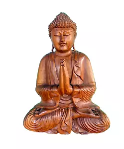Estatua grande de Buda meditando madera de caoba decoración budista 20 x 15 x 6 pulgadas - Imagen 1 de 9