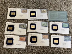 1898 22k GOLDEN REPLICA 1st Day of Issue All 8 Trans-Mississippi Exposition - Picture 1 of 4