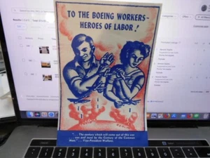 RARE WW2 COMMUNIST PARTY BROCHURE TO BOEING AIRCRAFT UNION WORKERS - Picture 1 of 11