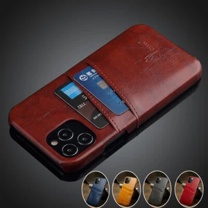 For iPhone 16e/15/14/13/12 Mini Slim PU Leather Phone Case Card Slot Back Cover - Picture 1 of 32