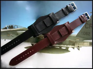 Bund Open End Leather watchband Military strap IW SUISSE 10 12 14 16 18 19 20 22 - Picture 1 of 12
