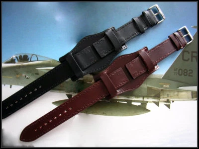 Bund Open End Leather watchband Military strap IW SUISSE 10 12 14 16 18 19 20 22 - Image 1 of 4