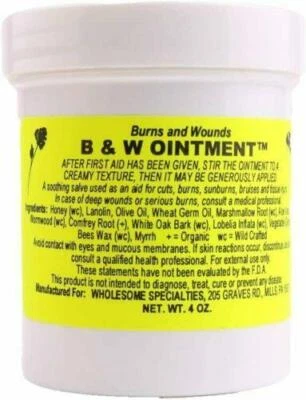 UNDISCLOSED B&W Ointment - Burn and Wound Ointment - Amish made Burn Salve - 100% Natural Bu