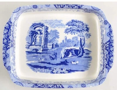 Spode Blue Italien Handled Lasagna Dish, 15x12, Oven Safe, Made in England, NIB - Image 1 of 4