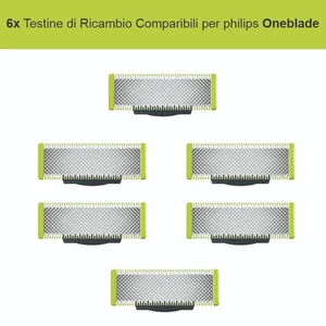 6 Lamette per Philips OneBlade – Lame di Ricambio compatibili x QP2530 QP2724 - Foto 1 di 2