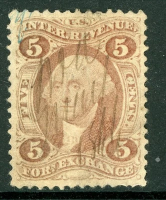 USA 1862 Washington 5¢ Revenue 1st Issue  Sc R26 VFU D678 - Image 1 of 4
