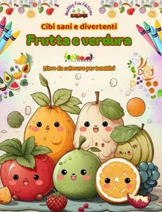 Cibi sani e divertenti: frutta e verdura Libro da colorare per bambini Disegni c - Picture 1 of 1