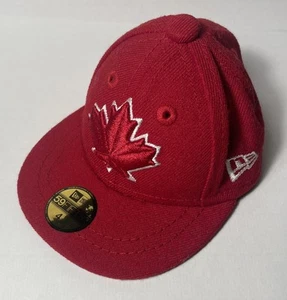 RARE 59fifty Toronto Blue Jays Size4 1/4 Maple Leaf Baseball Hockey Mini Red Cap - Picture 1 of 5
