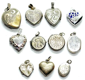 Job Lot 11 Vintage Sterling Silver Small and Miniature Lockets 24.6 grams - Picture 1 of 17