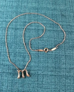 Tiffany & Co Elsa Peretti Initial Letter M Pendant Necklace 16" Sterling Silver - Picture 1 of 9