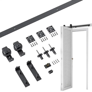 36 Zoll faltbare Schiebetürschiene, Schiebetür Scheunentor Hardware Kit, brandneu schwarz - - Bild 1 von 15