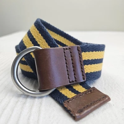 Cinturón Hanna Andersson Niños Anillo en D Rayas S/M Azul Marino Amarillo Preppy Niños Foto 1 de 4