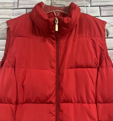 Charter Club Womens M vest Red Puffer  Zip pockets high neck quilted soft shell - Image 1 of 4