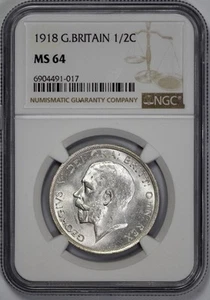 1918 Great Britain 1/2C Half Crown NGC MS 64 - Picture 1 of 4