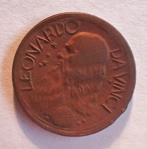 Antike Leonardo Da Vinci Ausstellungsmedaille KOSTENLOSER VERSAND - Bild 1 von 2