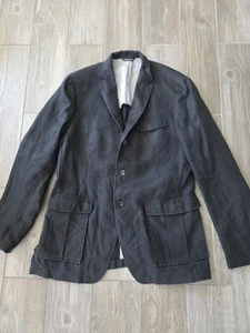 Banana Republic | Giacca di lino nera da uomo su misura 44L. Bordo polsino indossato - Foto 1 di 8
