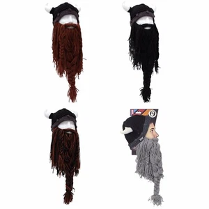 Cabeza de barba bárbaro saqueador vikingo térmico invierno barba máscara de esquí y sombrero - Imagen 1 de 9