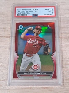 2023 Bowman Draft Chrome Cole Schoenwetter Red 1st Prospect 3/5 PSA 9 - Picture 1 of 2
