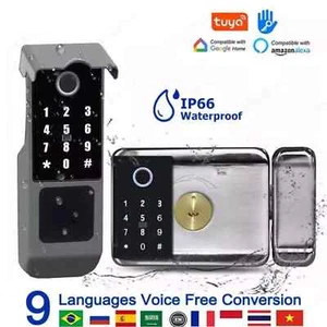 Fingerprint Gate Lock Outdoor Wifi Double Side Digital Password Remote App Home - Picture 1 of 30