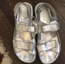 chanel silver dad sandals