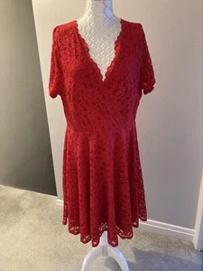 Christmas Party Joanna Hope Skater Red Lace Dress size 16 - Picture 1 of 9