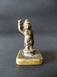 ANTIQUE BRASS SEAL STAMP WITH BUDDHA-AS-A-CHILD HANDLE – TIBET – 19th/20th C