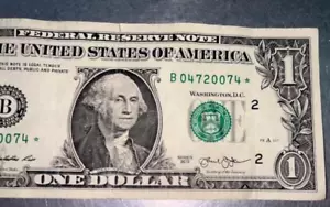 B 04720074* $1 One Dollar Bill Star Note 2013 Duplicate Serial number Error FW - Picture 1 of 3