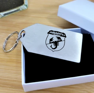 Abarth Style Keyring, Abarth Key Chain, Stainless Steel, Laser Cut + Etched - Picture 1 of 2