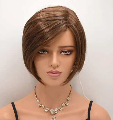 Peluca BEAU de NORIKO, marrón especiado, bob corto, *¡LIQUIDACIÓN!* Parte mono y frente de encaje Foto 1 de 4