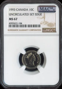 1993 Canada 10 Cents 10C NGC MS67 MAC - Quality - Picture 1 of 2