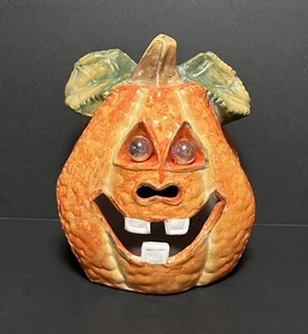 De colección Años 70 Cerámica Halloween Jack-O-Lantern Luminaria Calabaza Ojos Mármol Usado en Excelente Condición - Imagen 1 de 10