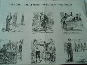 Caricature Vignette 1879 - Calédonie Nouméa mari condamné au bagne - Foto 1 di 2