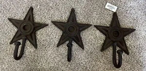 3er Set, 5 Punkt Sternform Regal Kleiderhaken Aufhänger Rustikal Gusseisen - Bild 1 von 10