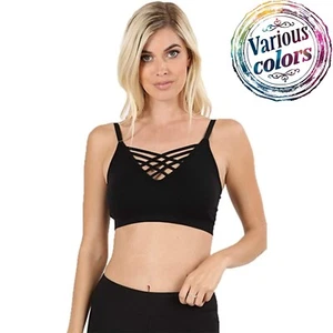 Zenana Wirefree Bralette mit V-Gitter vorne und Riemchen Design - Bild 1 von 7