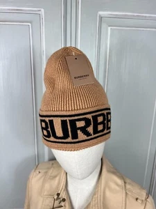 NWT BURBERRY HAT BEANIE LOGO BEIGE - Picture 1 of 9