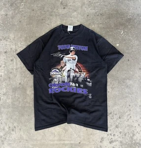 Vintage Todd Helton Colorado Rockies t-shirt size large baseball Y2K black - Picture 1 of 6