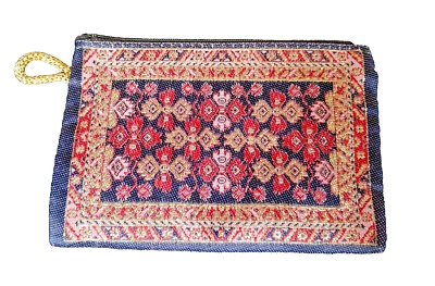 Kleine Tasche Kosmetiktasche Geldbeutel Bestickt Rot Reißverschluss  15 x 10 cm - Bild 1 von 4