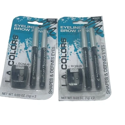 L.A. Colors Eyeliner Brow Pencils 2 Pack, 4 Pencils, 2 Sharpeners factory Sealed - Image 1 of 4