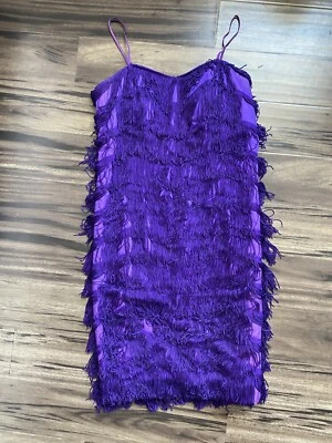 复古条纹连衣裙女式紫色 Flapper 鸡尾酒会礼服 — 第 1/4 张图片