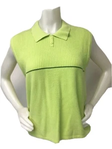 Field Gear FG Golf Sleeveless Shirt Women Size M Cotton Lime Green Comfy Faded - Picture 1 of 11