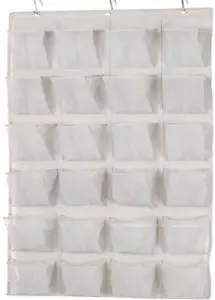 24 Medium Pocket Over-The-Door Hanging Shoe Organizer, Light Grey - Picture 1 of 12