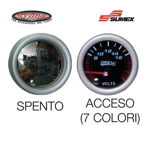 Voltmetro Auto SUMEX Mirror Look 7 Colori Cambiabili Alluminio 52mm 12V RFLX484 - Foto 1 di 8