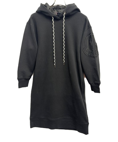 Autentico abito Moncler ABITO DRES logo grande toppa con cappuccio nero dal Giappone taglia S