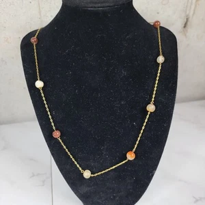 Vintage Unmarkiert Stufen Charms Perlen Halskette Goldfarben - Bild 1 von 7