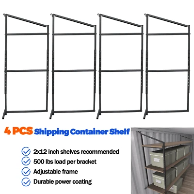 BESTERYUS 24"x60" Shipping Container Shelving Shelf Bracket Steel Universal Pack of 4 New