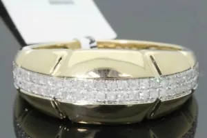 10K YELLOW GOLD .50 CARAT MENS REAL DIAMOND ENGAGEMENT WEDDING PINKY RING BAND - Picture 1 of 3