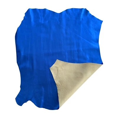 Material de tela de tapicería de suministros artesanales de cuero genuino metálico azul 1 oz Foto 1 de 4